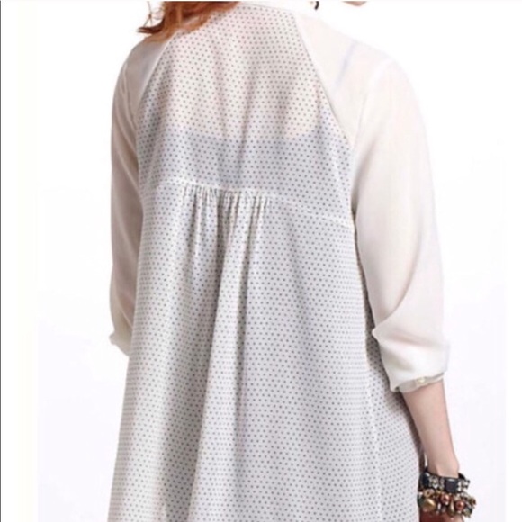 Anthropologie Maeve pintuck blouse polka dot back - Picture 2 of 8